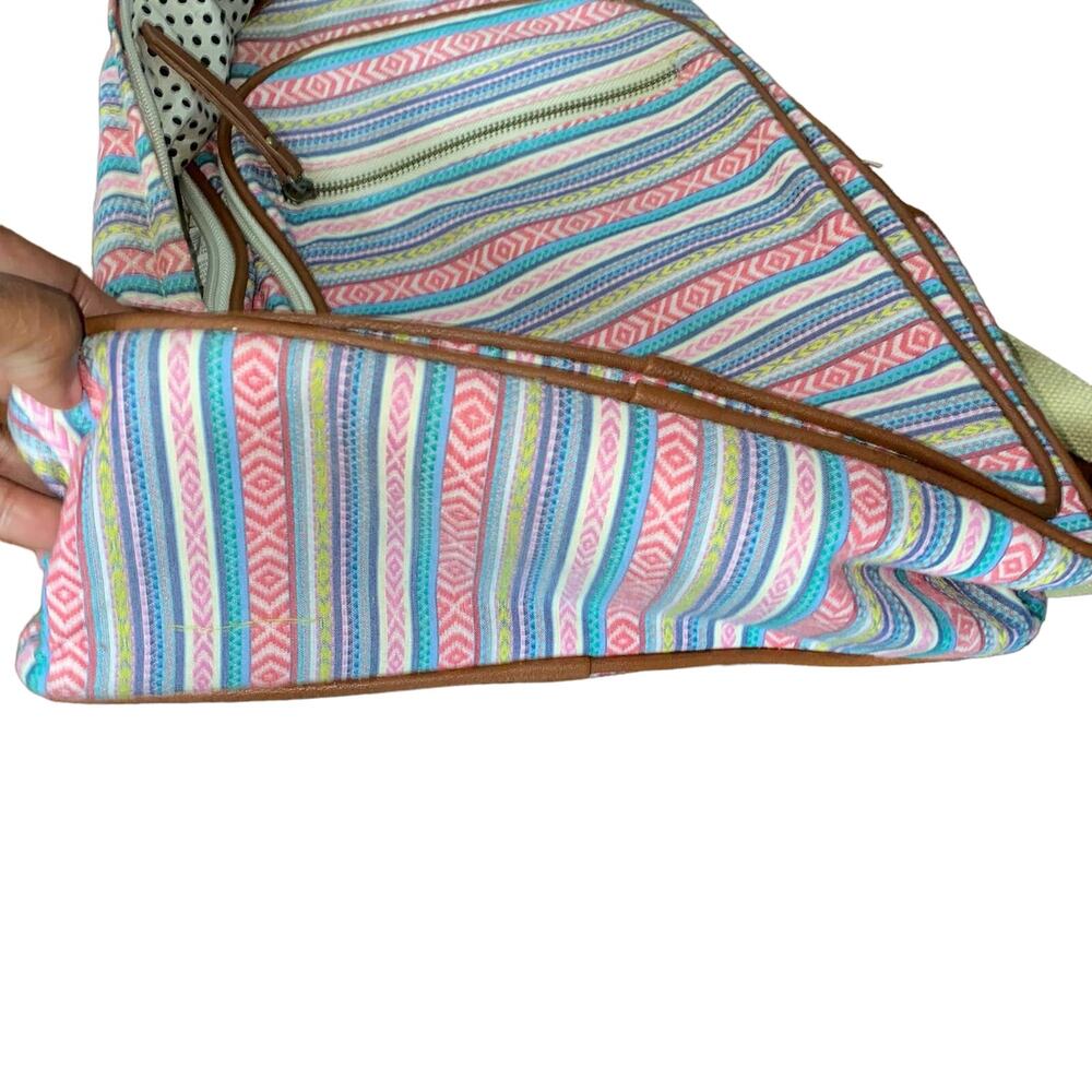 Madden Girl Boho Indie Striped Tribal Print Backpack Pink vegan leather trim - Picture 8 of 9